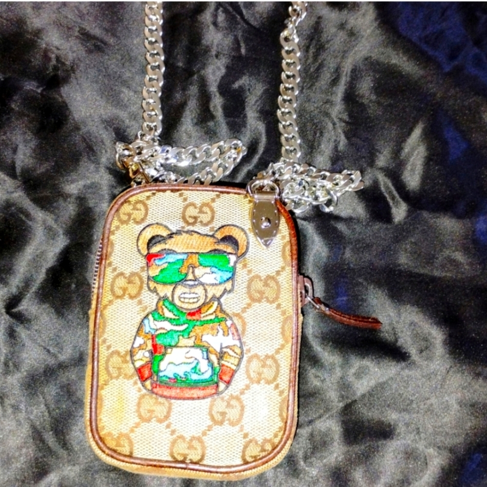 Gucci Mini Crossbody Pouch W/Camo Bear